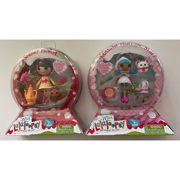 NEW Lalaloopsy Mini Doll Snowy Fairest/ Mittens Fluff 'N Stuff Snow Globe lot - Picture 2 of 4